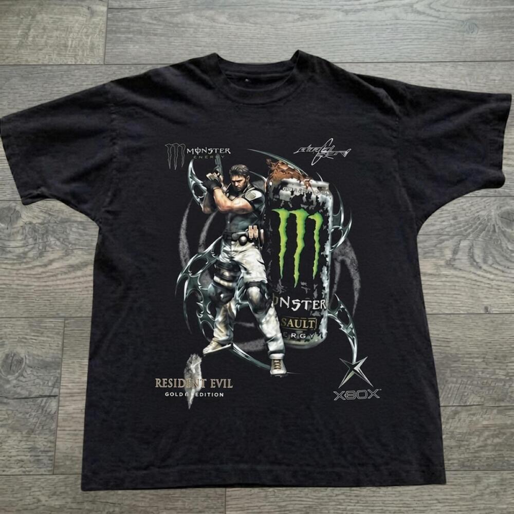 Resident Evil Monster Energy Xbox Graphic Vintage Y2K Black T-Shirt